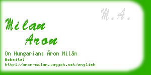 milan aron business card